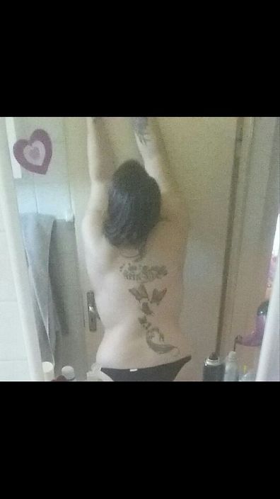 my bitch-friend back and tattoo