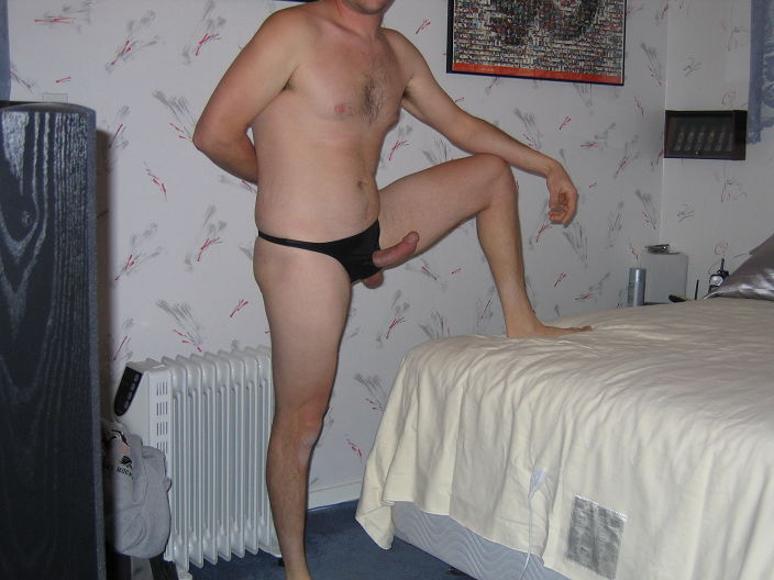 Black Thong with cock Older Photo