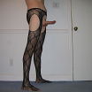 Hairless black open crotch and ass stocking standing