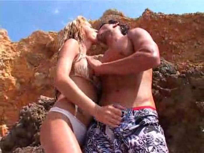 Stunning bikini blonde sex on the beach