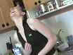 Girl in the kitchen takes it all off